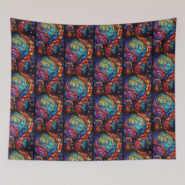 Item preview, Abstract Psychedelic Swirls Stained Glass Art designed and sold by pinkal.