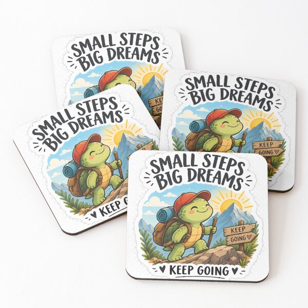 Item preview, Small Steps Big Dreams Turtle Sticker | Cute Motivational Hiking Turtle | Keep Going Aesthetic Decal designed and sold by GenZStickerHub1.