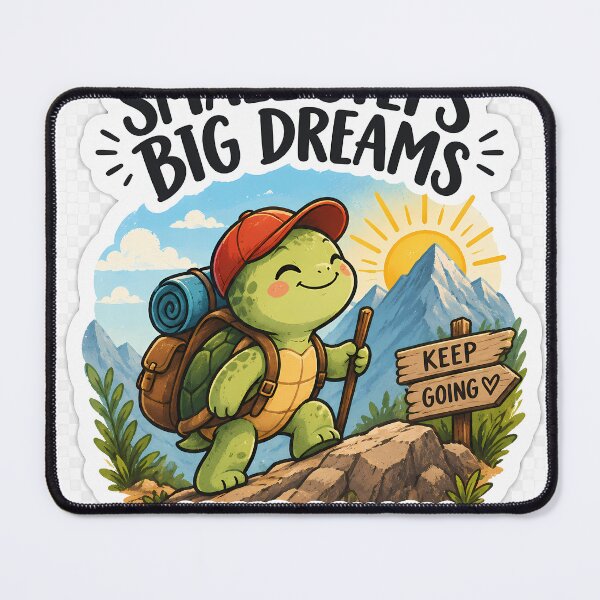 Item preview, Small Steps Big Dreams Turtle Sticker | Cute Motivational Hiking Turtle | Keep Going Aesthetic Decal designed and sold by GenZStickerHub1.