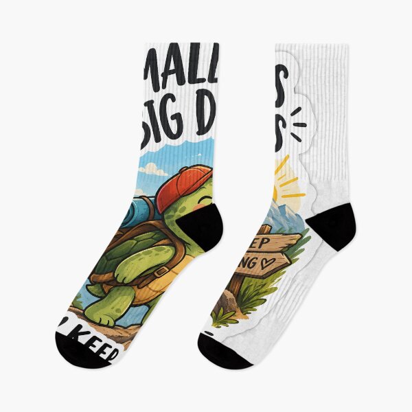 Item preview, Small Steps Big Dreams Turtle Sticker | Cute Motivational Hiking Turtle | Keep Going Aesthetic Decal designed and sold by GenZStickerHub1.