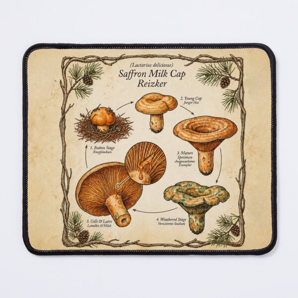 Item preview, Saffron Milk Cap Lactarius Deliciosus Life Cycle Illustration designed and sold by IdeaSmith.