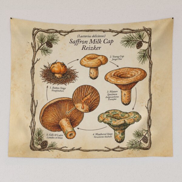Item preview, Saffron Milk Cap Lactarius Deliciosus Life Cycle Illustration designed and sold by IdeaSmith.