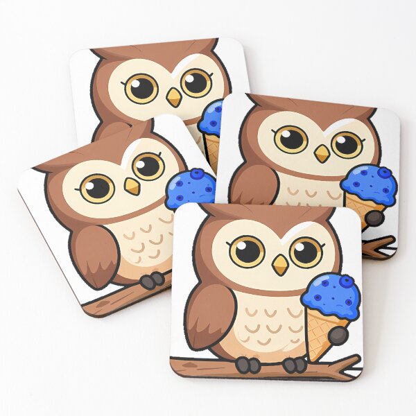 Item preview, Cute Owl with Ice Cream Cone designed and sold by pumsquare.