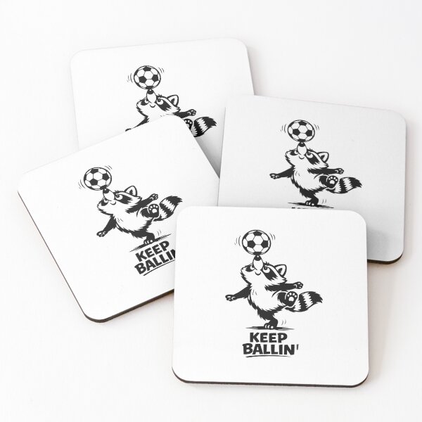 Item preview, KEEP BALLIN' • Cute Funny Raccoon Balancing Soccer Ball Meme designed and sold by CreativeArtistL.