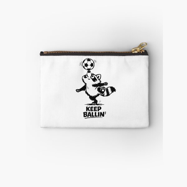 Item preview, KEEP BALLIN' • Cute Funny Raccoon Balancing Soccer Ball Meme designed and sold by CreativeArtistL.