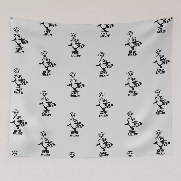 Item preview, KEEP BALLIN' • Cute Funny Raccoon Balancing Soccer Ball Meme designed and sold by CreativeArtistL.