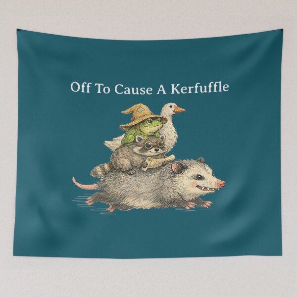 Item preview, Off to Cause A Kerfuffle Frog Raccoon Goose designed and sold by FrankIsabel.