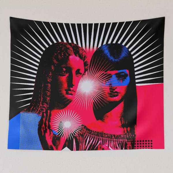 Item preview, Neon Pop Goddess Sunburst Portrait designed and sold by bubblegoth.
