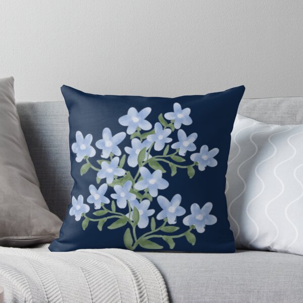 Item preview, Delicate Periwinkle Blue Floral Cluster on Navy Blue designed and sold by Jyoti-Quotes.