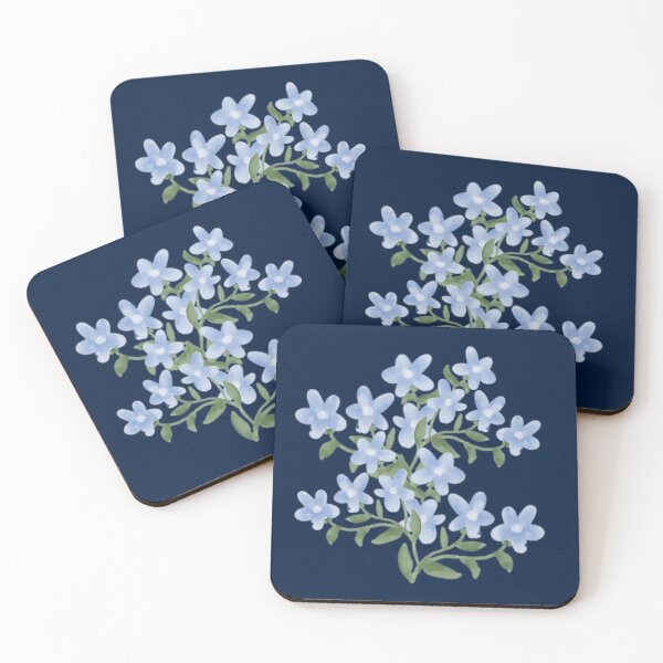 Item preview, Delicate Periwinkle Blue Floral Cluster on Navy Blue designed and sold by ​Jyoti Digital Artist.