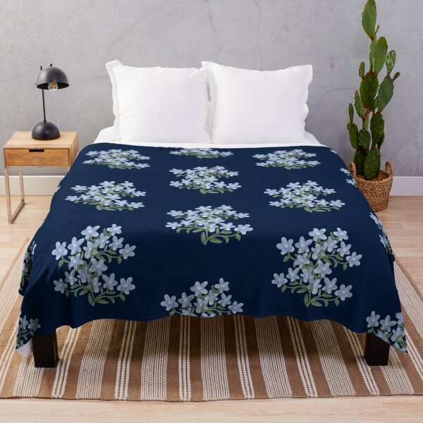 Item preview, Delicate Periwinkle Blue Floral Cluster on Navy Blue designed and sold by Jyoti-Quotes.