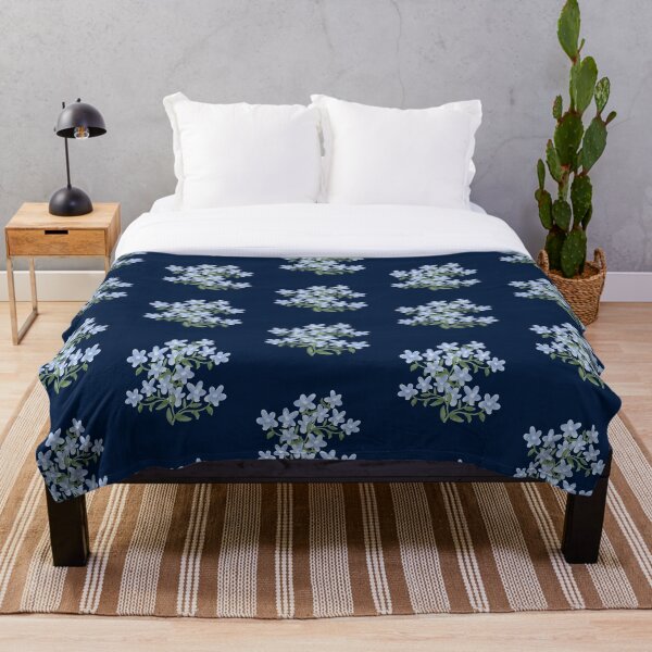 Item preview, Delicate Periwinkle Blue Floral Cluster on Navy Blue designed and sold by ​Jyoti Digital Artist.