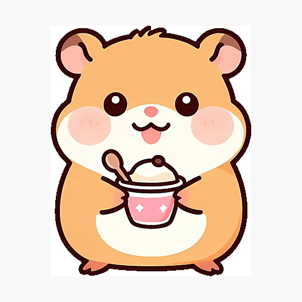 Item preview, Cute Hamster with Mini Ice Cream designed and sold by pumsquare.