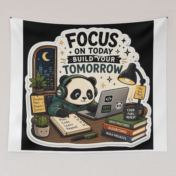 Item preview, Coding Panda Sticker | Focus on Today Build Your Tomorrow | Programmer Motivation Laptop Sticker designed and sold by GenZStickerHub1.