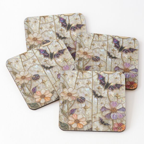 Item preview, Night Stained Glass of Bats and Flowers designed and sold by BriSher.