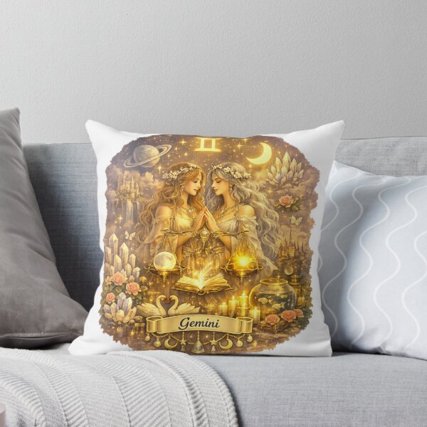 Item preview, Dreamcore Gemini Zodiac Art – Celestial Twin Fantasy Illustration designed and sold by Shadowframe Studios.