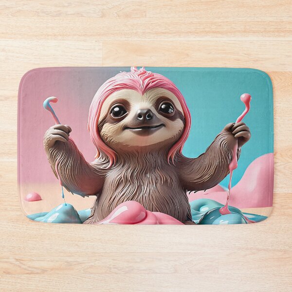 Item preview, Cute Sloth Playing with Pastel Pink Slime designed and sold by CuteSlothWorld.