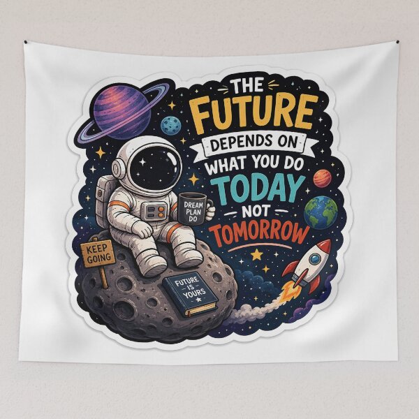 Item preview, Motivational Astronaut Sticker | The Future Depends on What You Do Today | Space Inspiration Laptop Decal designed and sold by GenZStickerHub1.