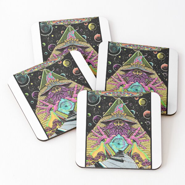 Item preview, Psychedelic space wizard UFO and mushrooms designed and sold by koacxuang.