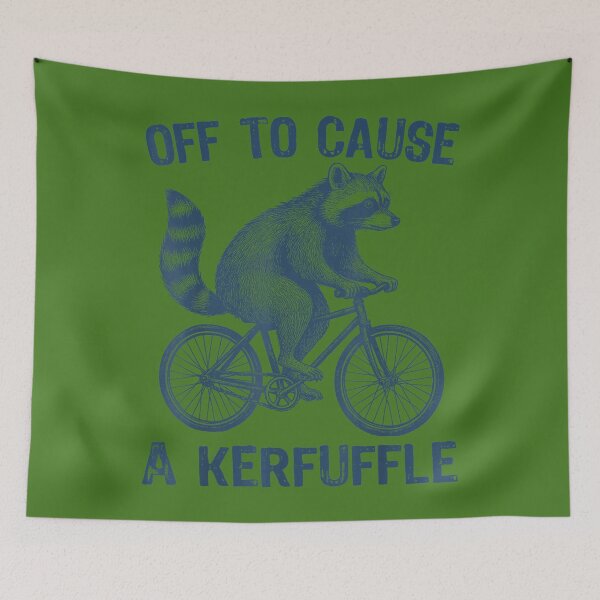 Item preview, Off to Cause A Kerfuffle Funny Raccoon On Bicycle Graphic designed and sold by KathieFaugh.
