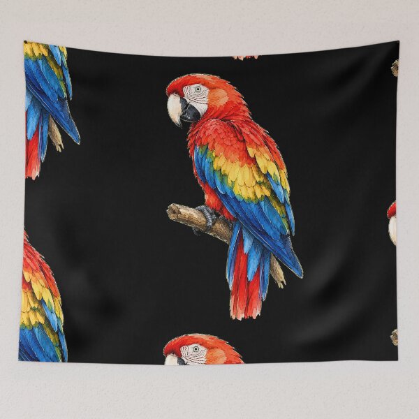 Item preview, Minimal Scarlet Macaw Watercolor | Hand Drawn Tropical Bird Illustration designed and sold by ColorSplash123.