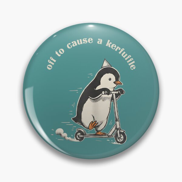 Item preview, Off to Cause A Kerfuffle Funny Penguin Riding Scooter Meme designed and sold by KathieFaugh.