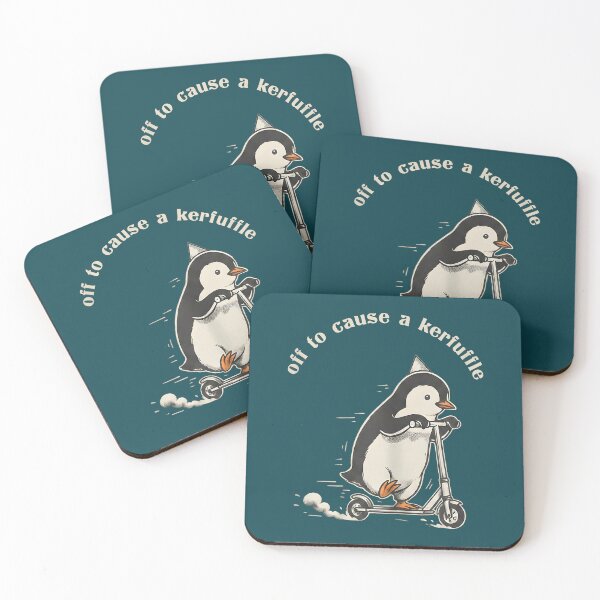 Item preview, Off to Cause A Kerfuffle Funny Penguin Riding Scooter Meme designed and sold by KathieFaugh.