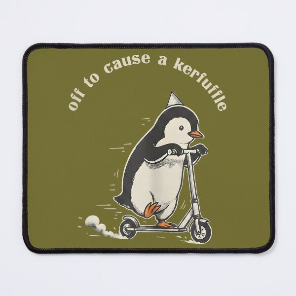 Item preview, Off to Cause A Kerfuffle Funny Penguin Riding Scooter Meme designed and sold by KathieFaugh.