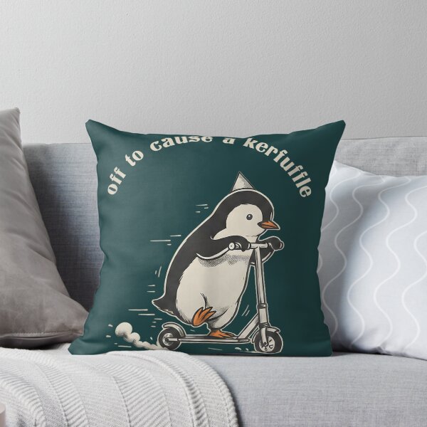 Item preview, Off to Cause A Kerfuffle Funny Penguin Riding Scooter Meme designed and sold by KathieFaugh.