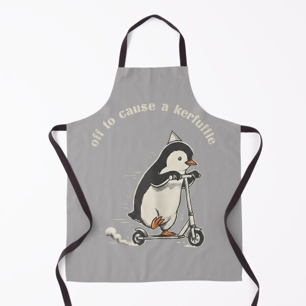 Item preview, Off to Cause A Kerfuffle Funny Penguin Riding Scooter Meme designed and sold by KathieFaugh.