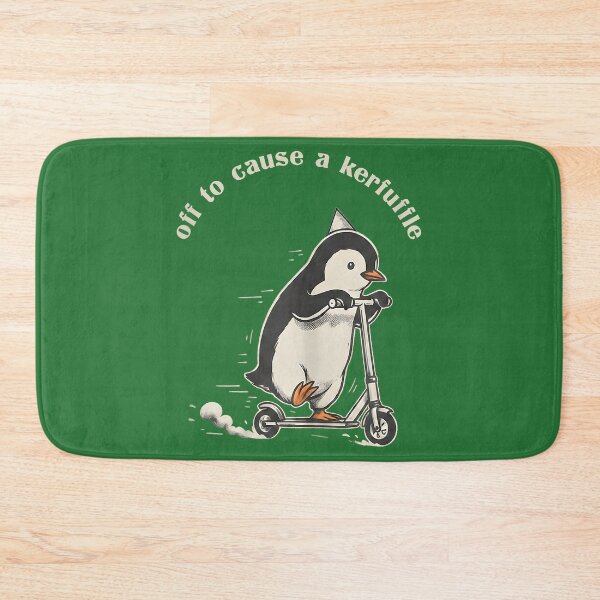 Item preview, Off to Cause A Kerfuffle Funny Penguin Riding Scooter Meme designed and sold by KathieFaugh.
