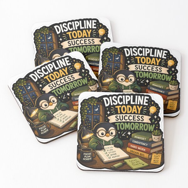 Item preview, Study Penguin Sticker | Discipline Today Success Tomorrow | Cute Student Motivation Laptop Sticker designed and sold by GenZStickerHub1.