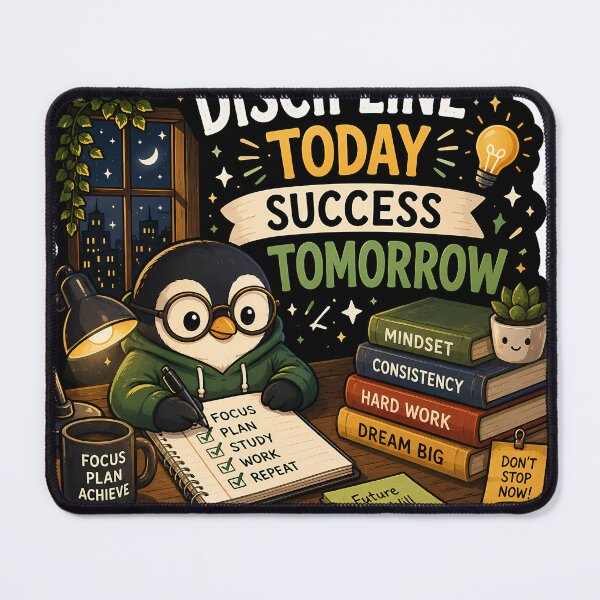 Item preview, Study Penguin Sticker | Discipline Today Success Tomorrow | Cute Student Motivation Laptop Sticker designed and sold by GenZStickerHub1.