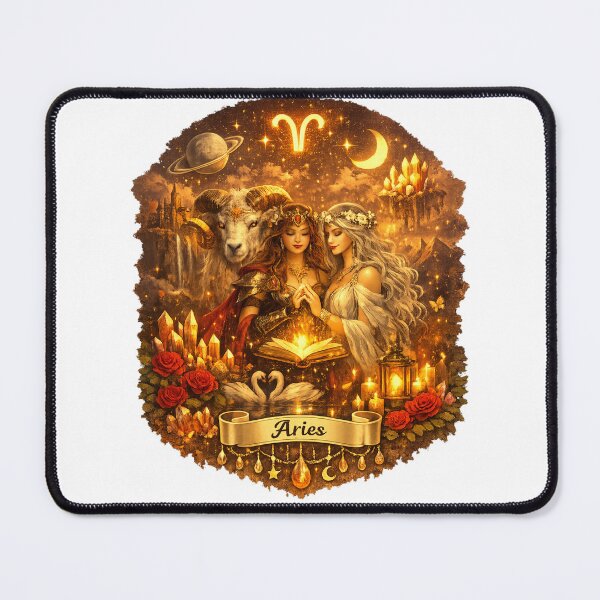 Item preview, Dreamcore Aries Zodiac Art – Celestial Ram Fantasy Illustration designed and sold by Shadowframe Studios.