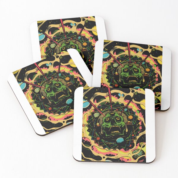 Item preview, Retro trippy space skull shooting lasers designed and sold by koacxuang.