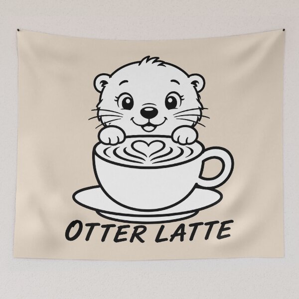 Item preview, ☕ BREWED BEASTIES COLLECTION ☕ - WOODLAND FRIENDS -  Otter Latte designed and sold by WheelieGdArt.
