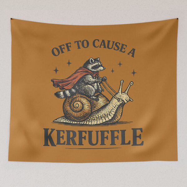 Item preview, Off to Cause A Kerfuffle Raccoon Riding Snail designed and sold by mjohnson9.