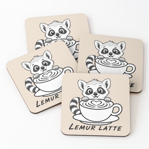 Item preview, ☕ BREWED BEASTIES COLLECTION ☕ - WOODLAND FRIENDS -  Lemur Latte designed and sold by WheelieGdArt.