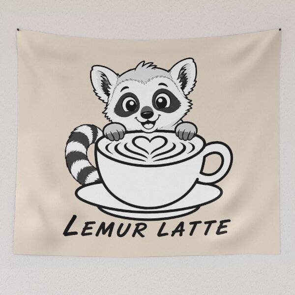 Item preview, ☕ BREWED BEASTIES COLLECTION ☕ - WOODLAND FRIENDS -  Lemur Latte designed and sold by WheelieGdArt.