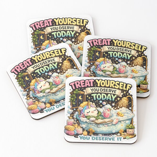 Item preview, Treat Yourself Unicorn Sticker | Cute Self Care Aesthetic | Cozy Bubble Bath Unicorn | Mental Wellness Sticker designed and sold by GenZStickerHub1.