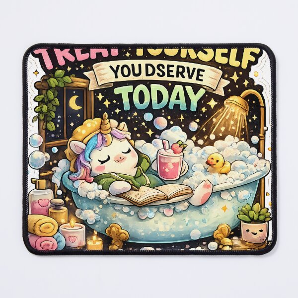 Item preview, Treat Yourself Unicorn Sticker | Cute Self Care Aesthetic | Cozy Bubble Bath Unicorn | Mental Wellness Sticker designed and sold by GenZStickerHub1.