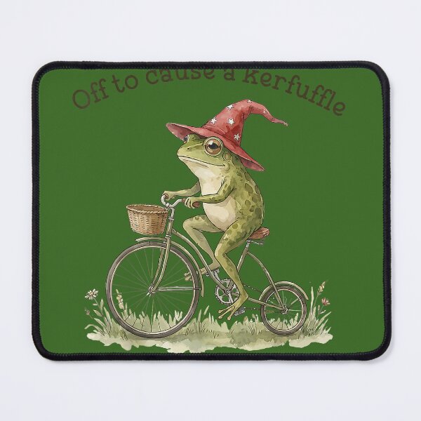 Item preview, Off to Cause A Kerfuffle Funny Weird Frog Riding Bicycle designed and sold by KristineLi.