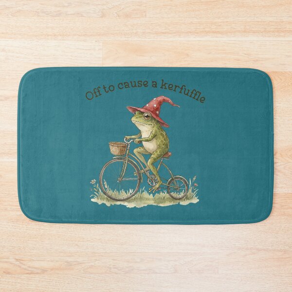 Item preview, Off to Cause A Kerfuffle Funny Weird Frog Riding Bicycle designed and sold by KristineLi.