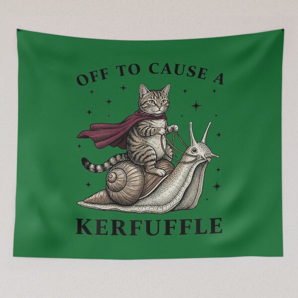 Item preview, Off to Cause A Kerfuffle Funny Whimsical Cat Meme designed and sold by KristineLi.