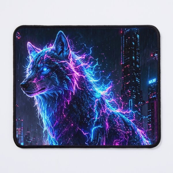 Item preview, Neon Wolf – Cyberpunk Guardian designed and sold by Gold&pixels.