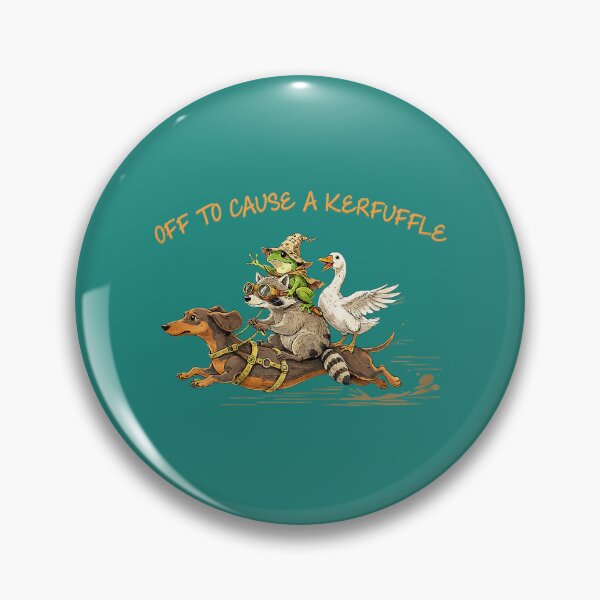 Item preview, Off to Cause A Kerfuffle Raccoon Frog Goose Riding Dachshund designed and sold by KristineLi.