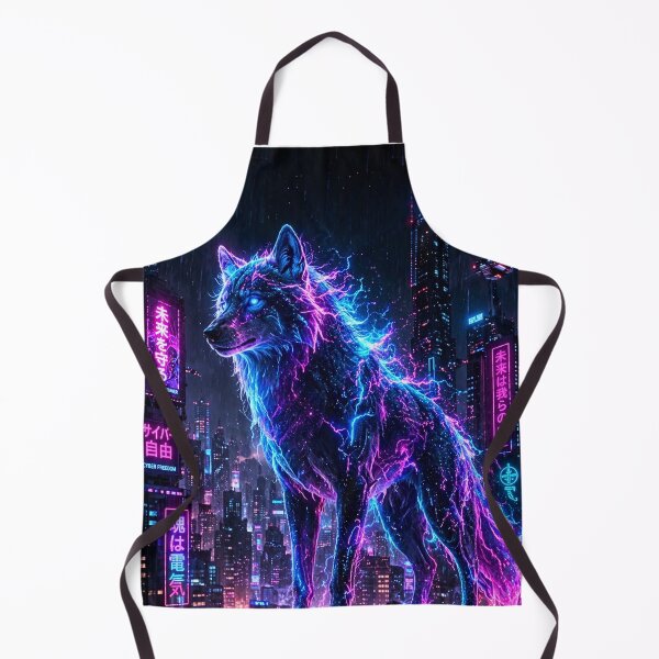 Item preview, Neon Wolf – Cyberpunk Guardian designed and sold by Gold&pixels.