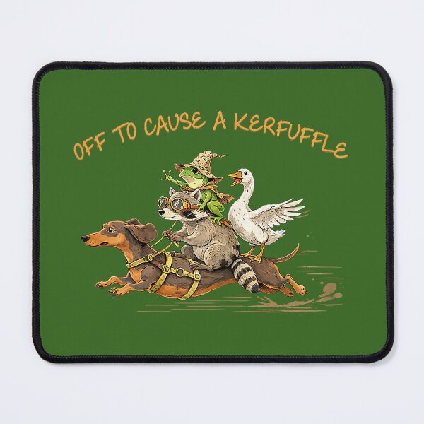 Item preview, Off to Cause A Kerfuffle Raccoon Frog Goose Riding Dachshund designed and sold by KristineLi.