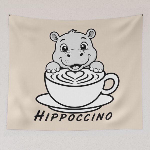 Item preview, ☕ BREWED BEASTIES COLLECTION ☕ - WILDLIFE PALS - Hippoccino designed and sold by WheelieGdArt.