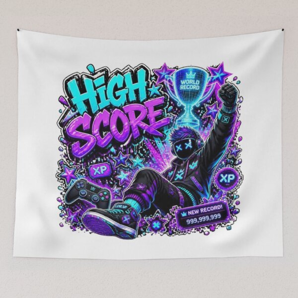 Item preview, HIGH SCORE Gaming Sticker | Neon Esports Graffiti Gamer Design designed and sold by Stylestickers55.